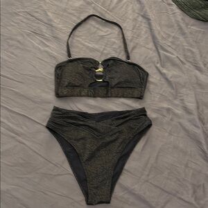 Black Strapless Bikini Set